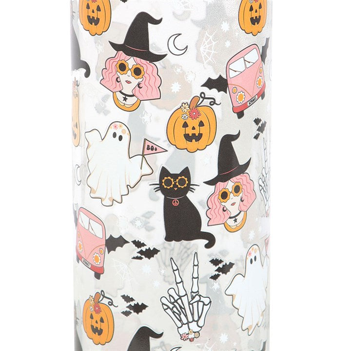 Groovy Ghost Print Glass Water Bottle