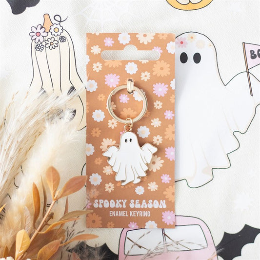 Spooky Season Groovy Ghost Keyring