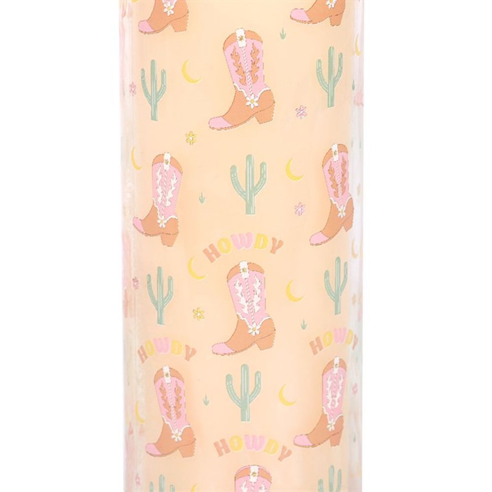 Howdy Cowboy Boot Print Floral Tube Candle