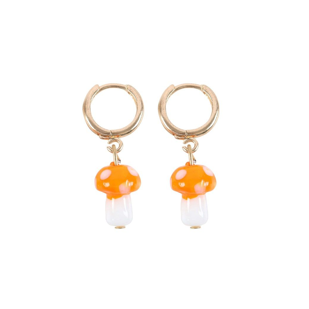 Orange Mushroom Dangle Earrings